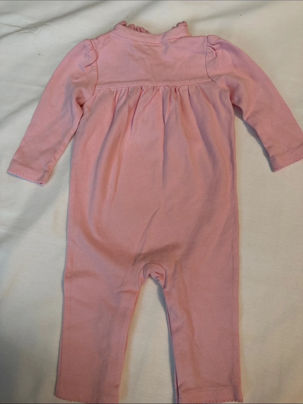 Ralph Lauren Light Pink Ruffle-Trim Baby One-Piece
